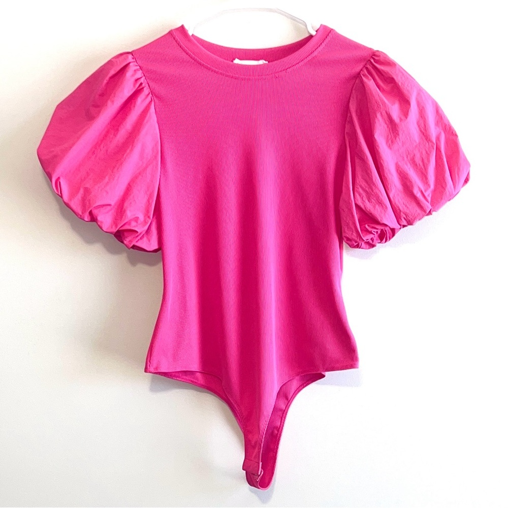 Ces Femme Ribbed Puff Sleeve Bodysuit